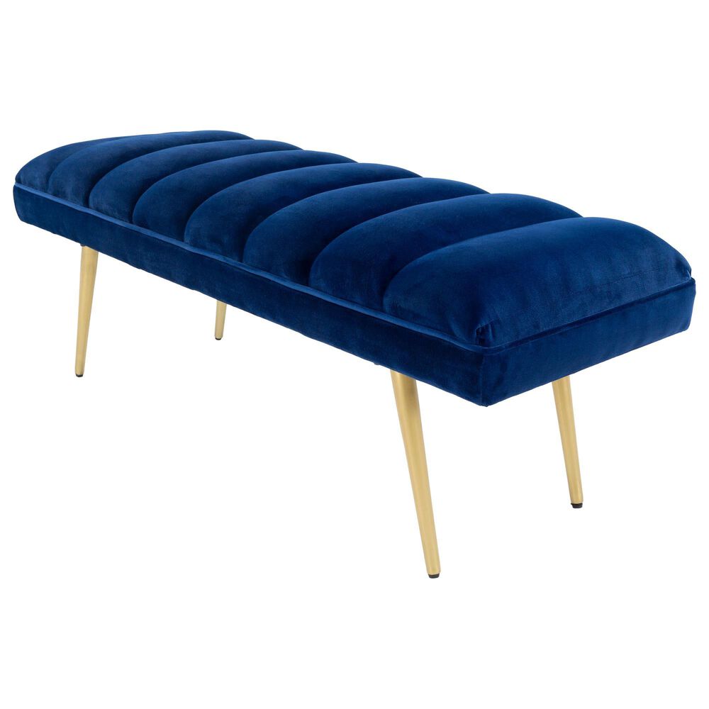 Surya Roxeanne Upholstered Bench in Dark Blue, , large