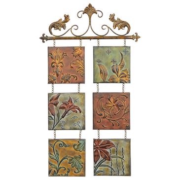 Maple and Jade 40" x 23" Flowers Wall Decor in Bronze, Blue, Red, Yellow and Green, , large