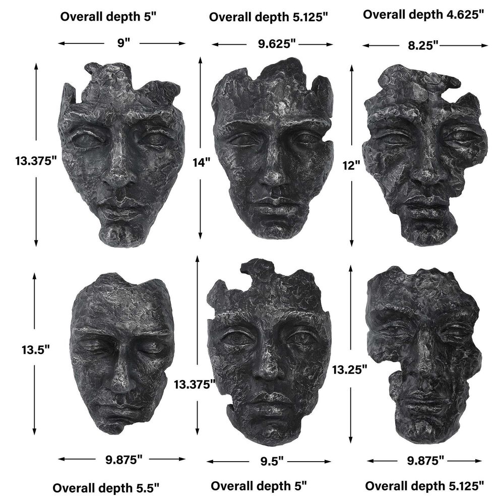 Uttermost Self-Portrait 14&quot; x 10&quot; Wall Decor in Gray &#40;Set of 6&#41;, , large