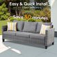 HOMLUX 3-Piece 77" Patio Sofa and Ottoman Set in Dark Grey, , large