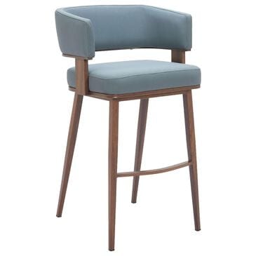Zuo Modern Poise Barstool Azure Gray & Walnut, , large