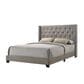 The Monday Company King Upholstered Wingback and Button Tufted Bed in Soft Putty Linen, , large