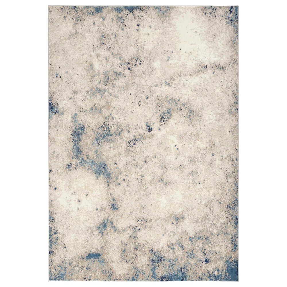 Nourison Infinity IFN05 4" x 6" Ivory, Grey and Blue Area Rug, , large