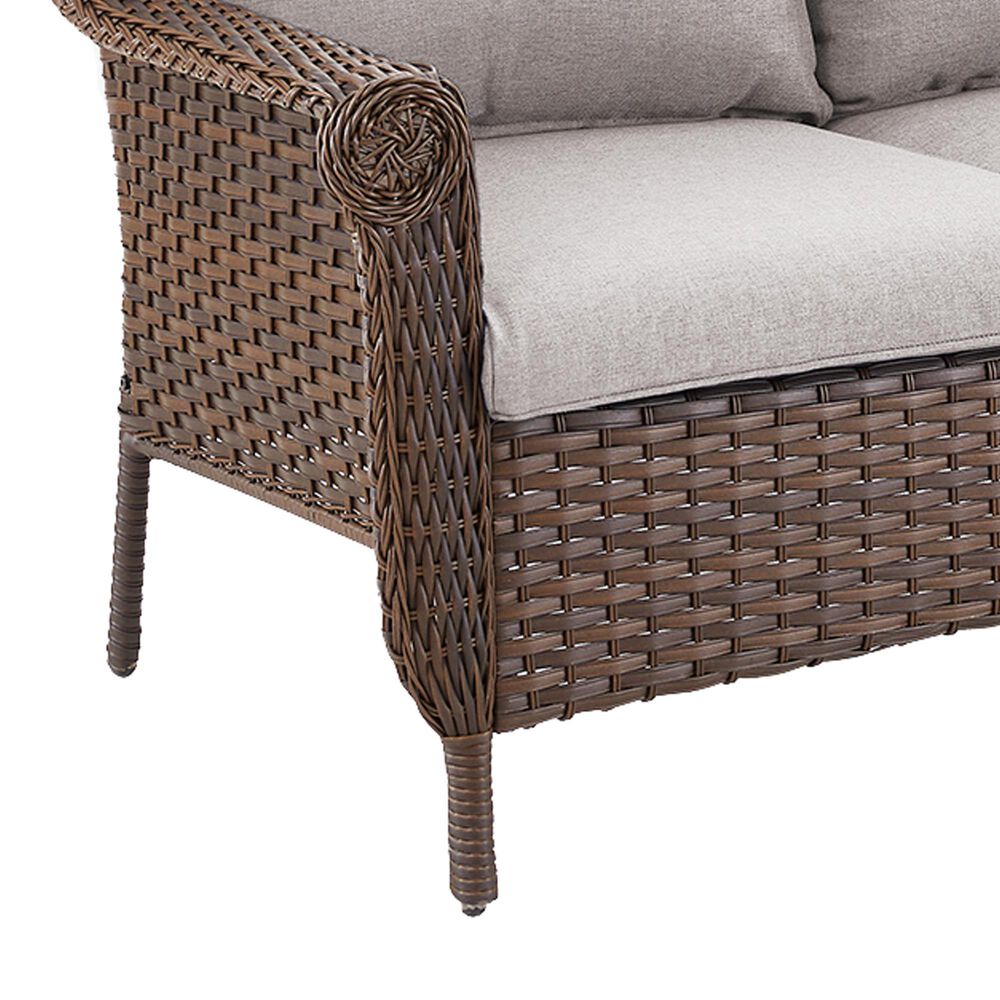 Sunwell Garden 3-Seater Patio Sofa with Floral Armrests in Beige, , large