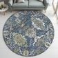 Dalyn Rug Company Silk Road Navy, Gold, Copper, Blue, Teal, Mocha and Fern 8" Round Area Rug, , large
