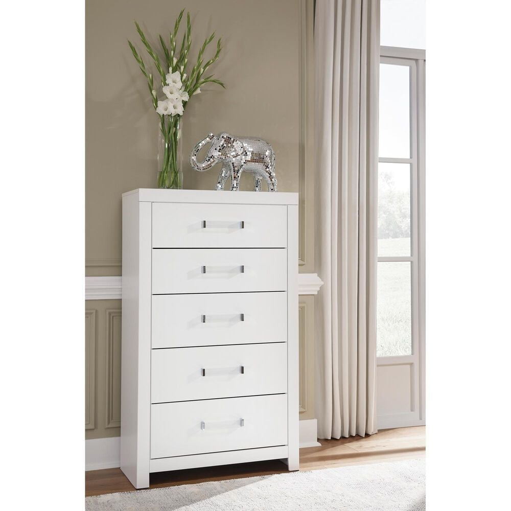 Ashley Maeling 5-Drawer Chest in Matte White, , large