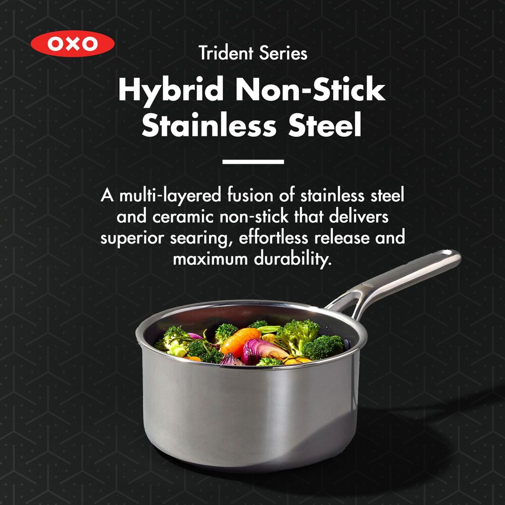 Green Pan Trident Hybrid 2.54 Qt Nonstick Saucepan with Lid in Stainless Steel, , large