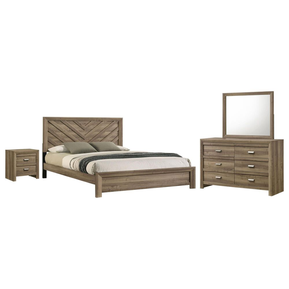 Crown Mark Valor 4-Piece Queen Bedroom Set in Light Brown, , large