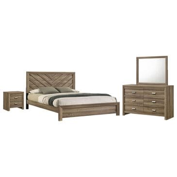 Crown Mark Valor 4-Piece Queen Bedroom Set in Light Brown, , large