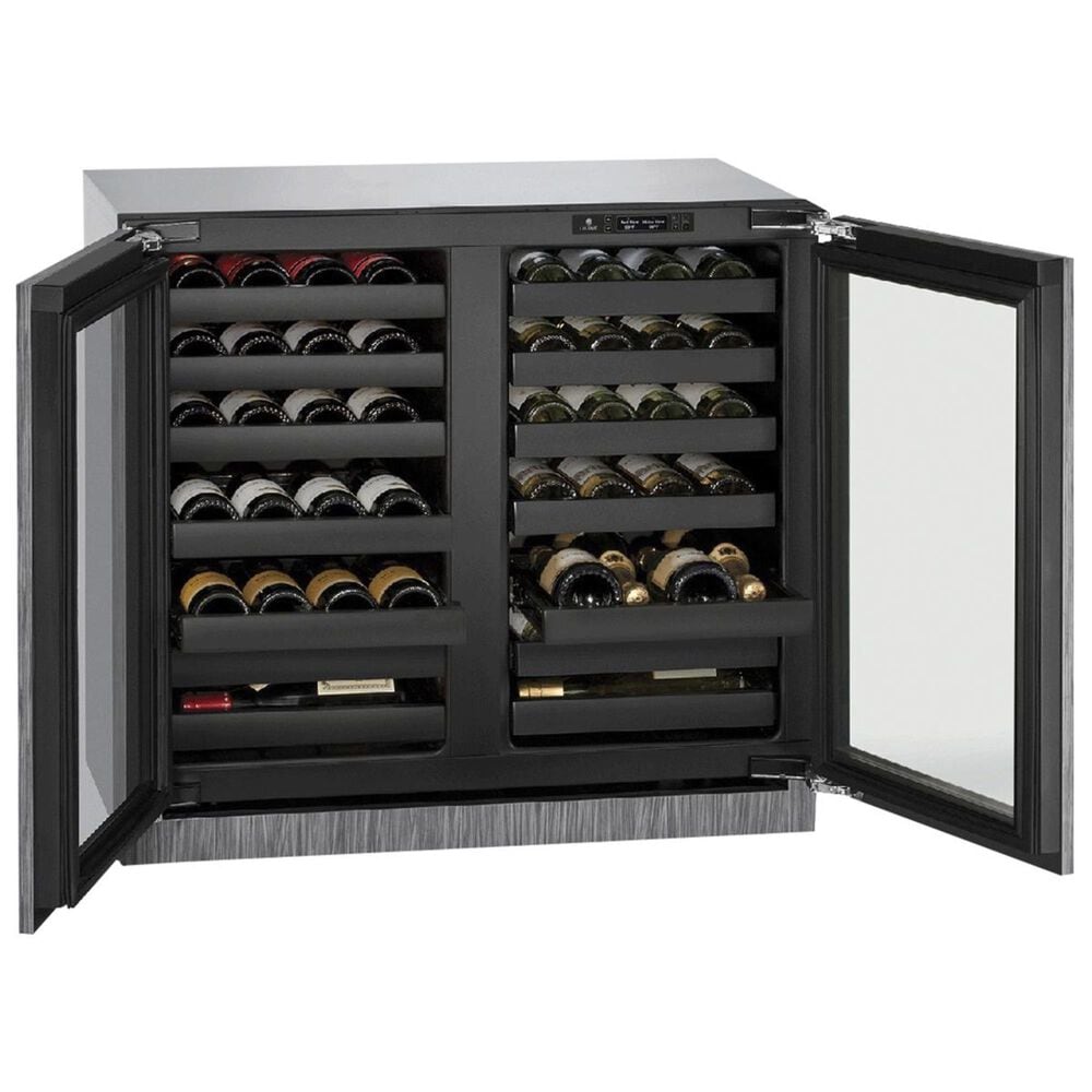 U-Line 36" French Door Wine Cooler with  Double Doors and Integrated Frame - Panels Sold Separately, , large