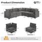 HOMLUX 5-Piece Mod Sectional with Chaise in Gray, , large
