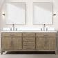 Lexora Home Laurel 80" Double Bathroom Vanity in Grey Oak with White Quartz Top and Rectangular Sinks, , large