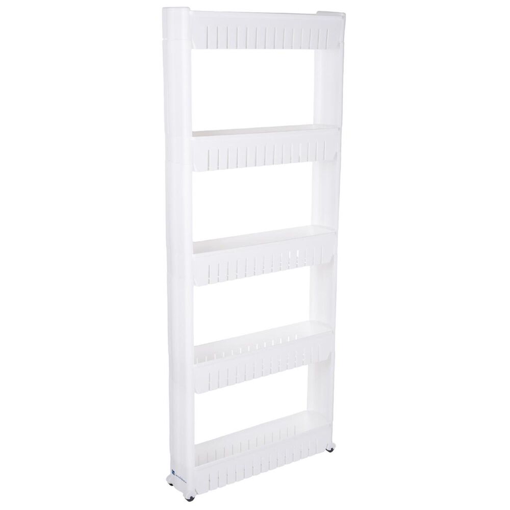 Timberlake Lavish Home Slim Slide Out 5 -Tier Storage Tower with Wheels in White, , large