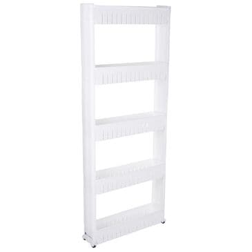 Timberlake Lavish Home Slim Slide Out 5 -Tier Storage Tower with Wheels in White, , large