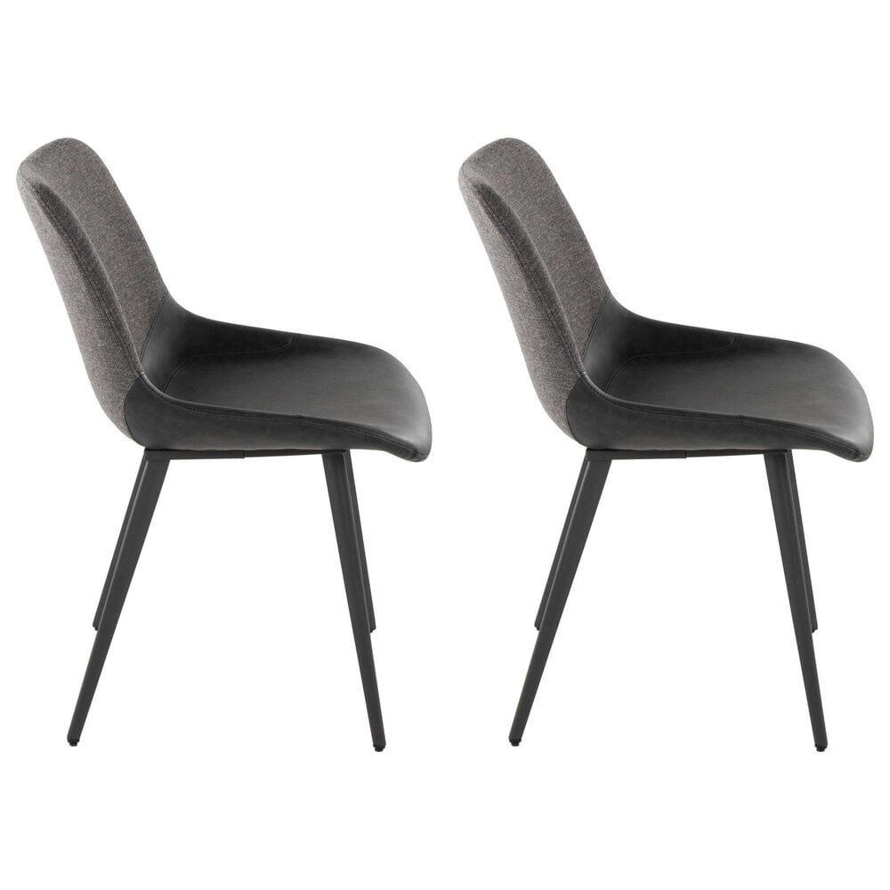 Lumisource Outlaw Side Chair with Black and Grey Cushion in Black &#40;Set of 2&#41;, , large