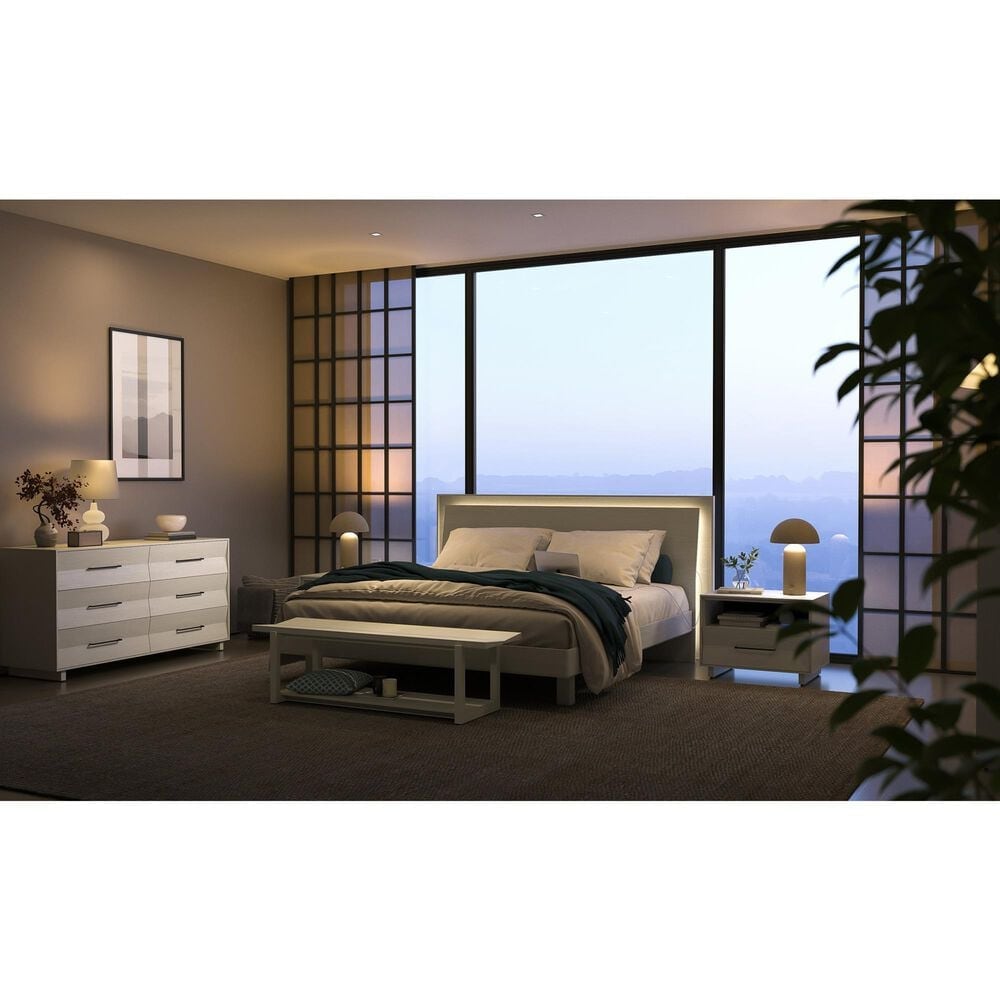 BDI Kava King Platform Bed in Washed Oak with Lighting and USB Ports, , large