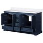 Lexora Home Dukes 60" Double Bathroom Vanity in Navy Blue with 2 cm White Carrara Marble Top and Rectangular Sinks, , large