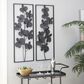 Maple and Jade 36" x 14" Contemporary Flowers Wall Decor in Black (Set of 2), , large
