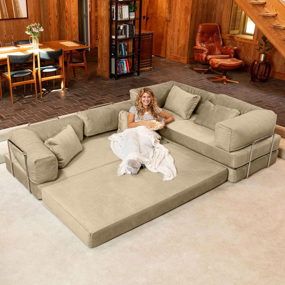 Jaxx Unsofa 2-Piece Modular Right Facing L-Shaped Sectional in Sand, , large