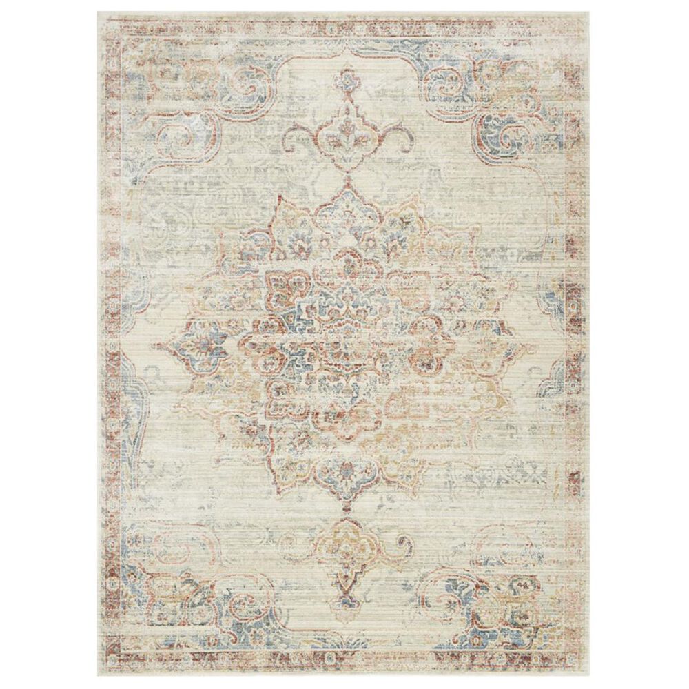 ED Ellen DeGeneres Crafted by Loloi Trousdale TX-03 7"10" Round Ivory and Red Area Rug, , large
