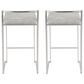 LumiSource Fuji 26" Stacker Counter Stool with Light Grey Cowboy Upholstery in Brushed Stainless Steel (Set of 2), , large