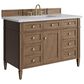 James Martin Brittany 48" Single Bathroom Vanity in Pecan with 3 cm Eternal Jasmine Pearl Silestone Top and Rectangular Sink, , large