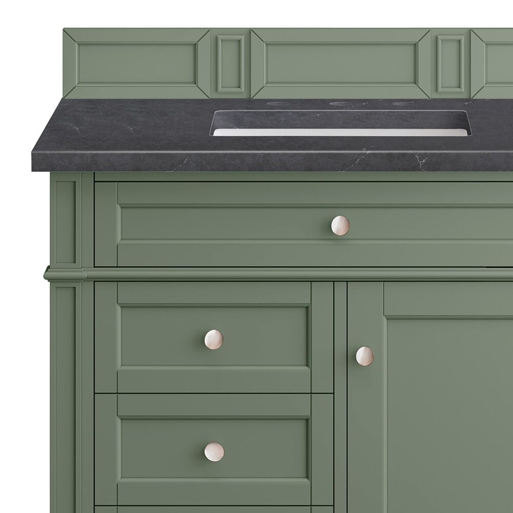 James Martin Vanities Brittany 36&quot; Single Bathroom Vanity in Smokey Celadon with 3 cm Charcoal Soapstone Quartz Top and Rectangular Sink, , large