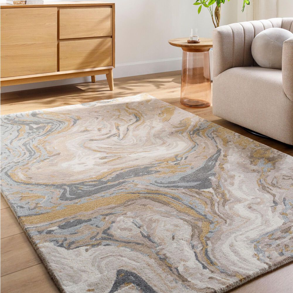 Surya Kavita Khaki, Prairie Dust, Ash and Nickel 5' x 7'6" Area Rug, , large