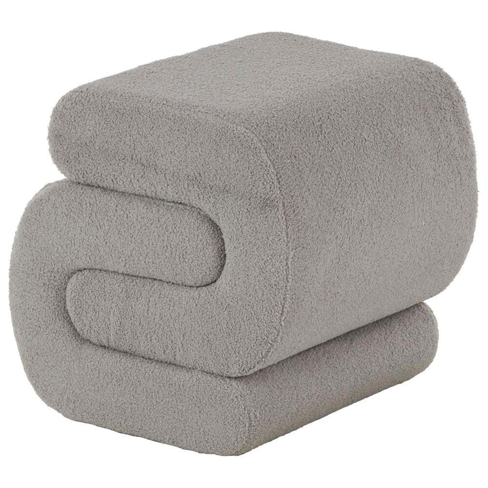Maple and Jade 20" Boucle Accent Ottoman in Gray, , large