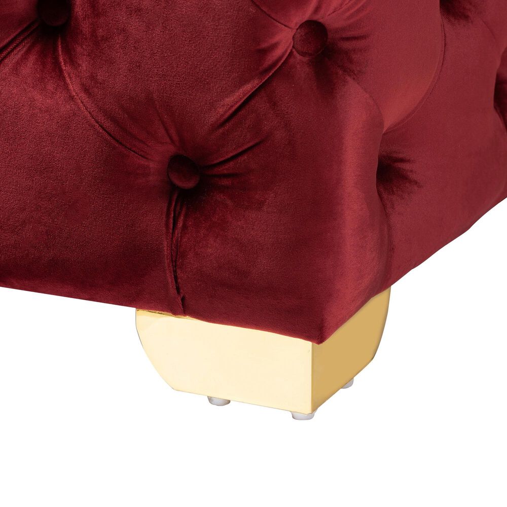 Baxton Studio Avara Bench Ottoman in Burgundy, , large