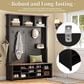 HOMLUX 6-Hook Hall Tree with 16-Compartment in Black and Walnut, , large