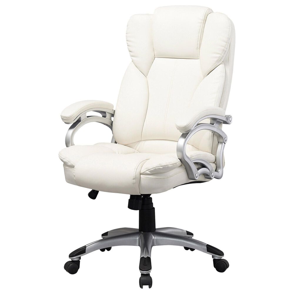 CorLiving Workspace Executive Office Chair in White Leatherette, , large