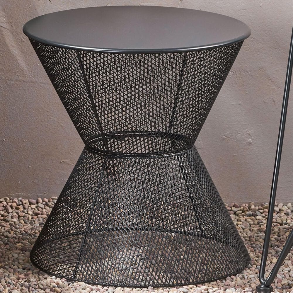 Hearth and Haven Nevada Round Patio Side Table in Matte Black, , large