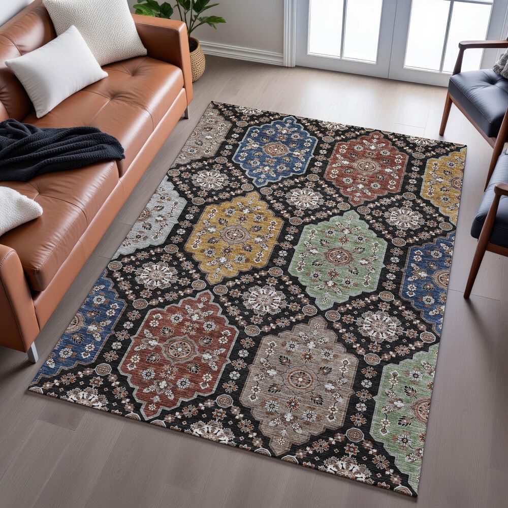 Dalyn Rug Company Silk Road Black, Ivory, Paprika, Sage, Gold and Gray 8&#39; x 10&#39; Area Rug, , large