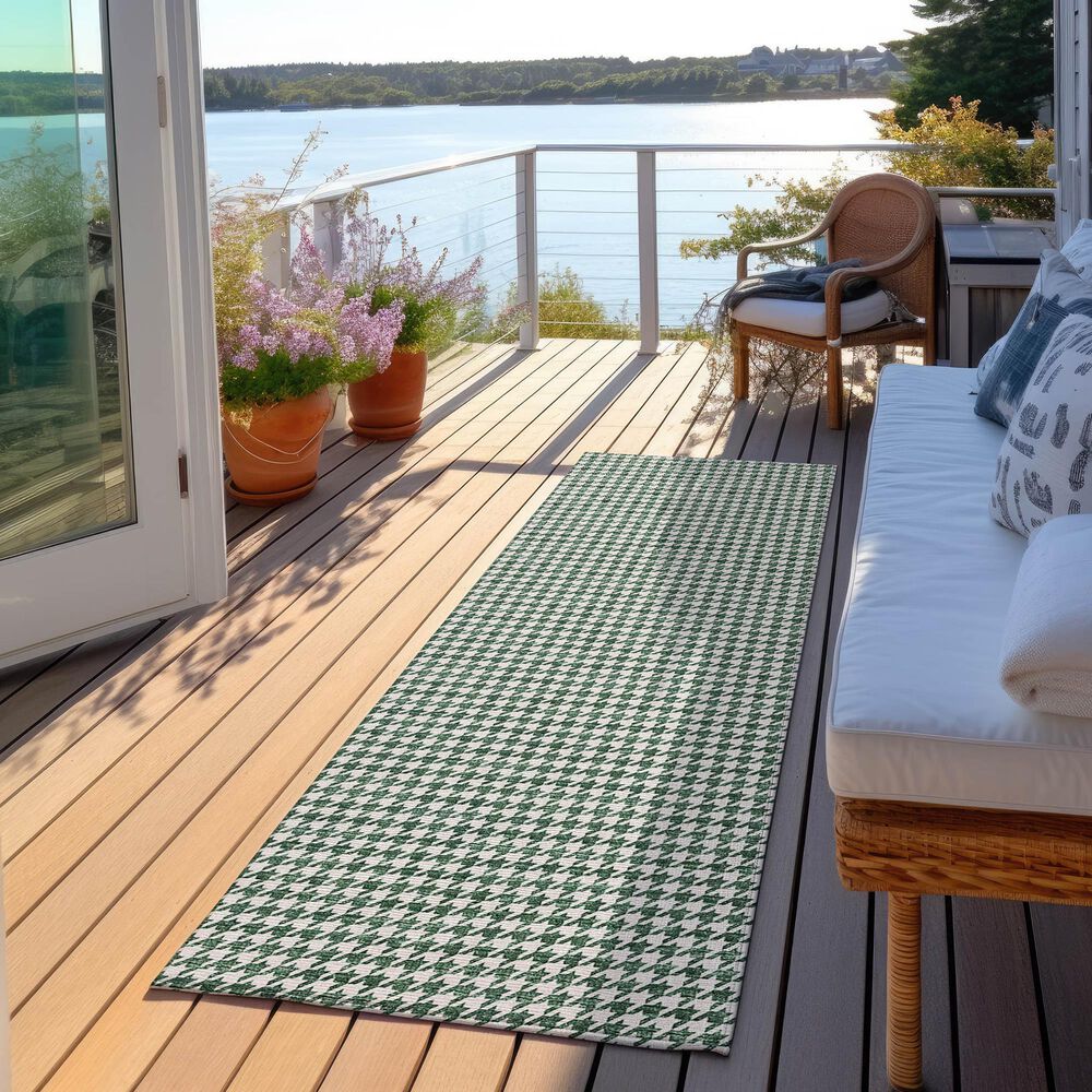 Dalyn Rug Company Hinton 2&#39;3&quot; x 12&#39; Green Indoor/Outdoor Runner, , large