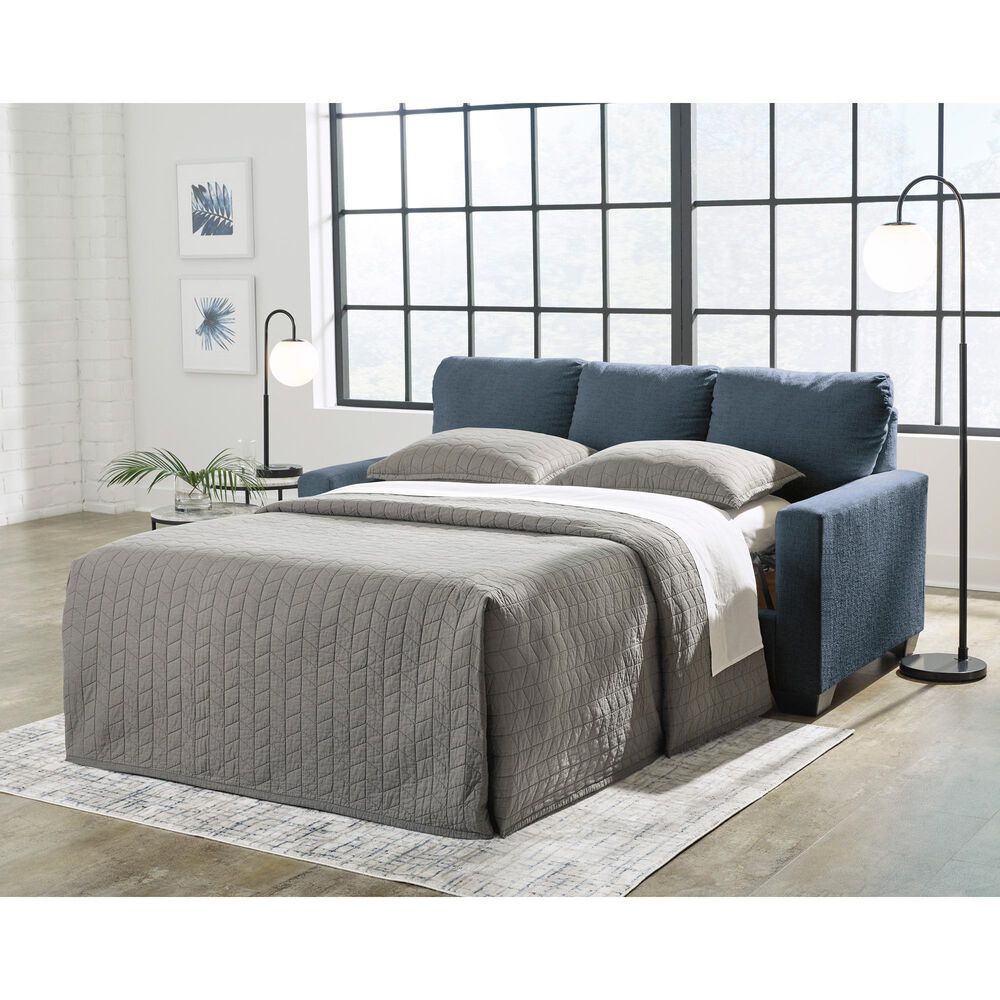 Ashley Rannis Stationary Full Sofa Sleeper in Navy, , large
