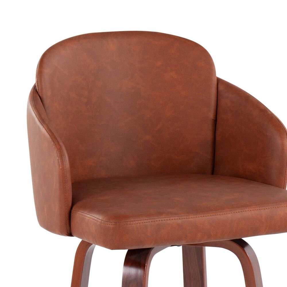 LumiSource Dahlia Swivel Counter Stool with Camel Upholstery in Walnut and Chrome (Set of 2), , large