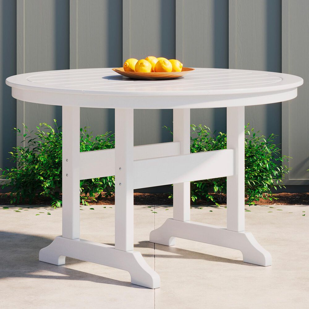 Ashley Crescent Luxe Round Dining Table in White, , large