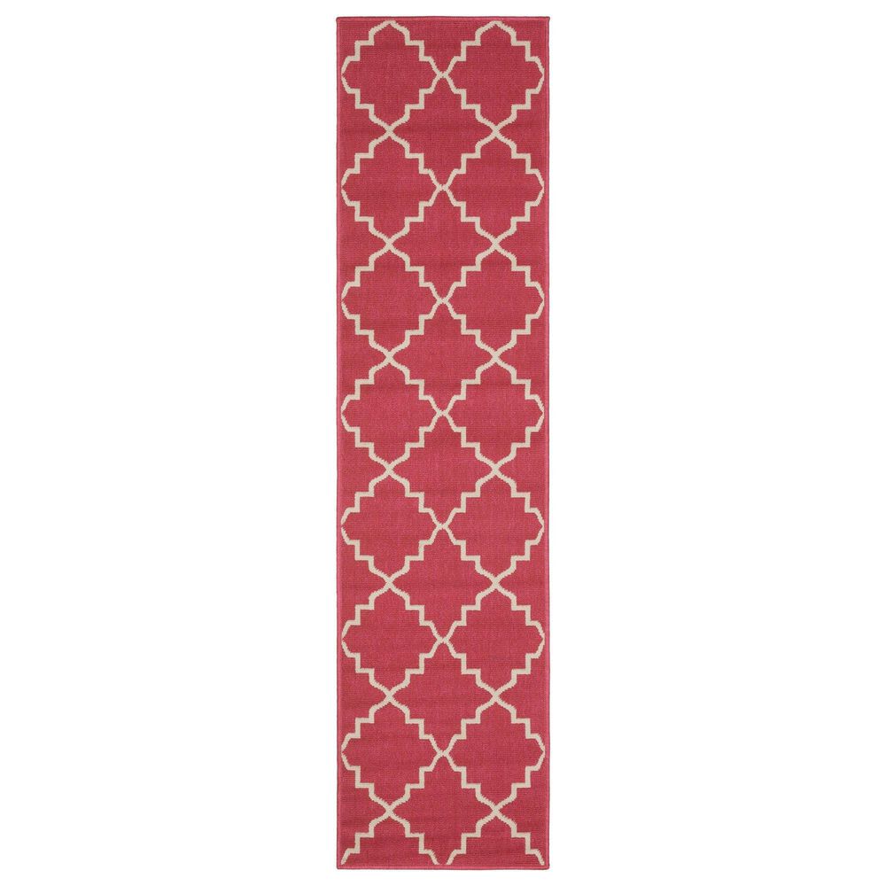 Oriental Weavers Havana Pink and Ivory 1"10" x 7"3" Indoor/Outdoor Runner, , large