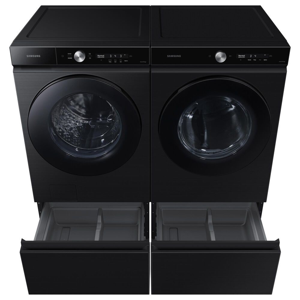 Samsung Bespoke 5.3 Cu. Ft. Front Load Washer and 7.6 Cu. Ft. Electric Dryer Laundry Pair with Stacking Kit in Brushed Black, , large