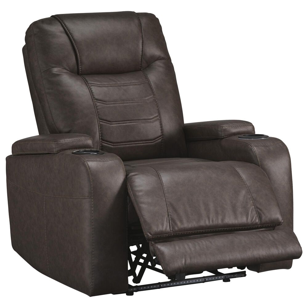 Ashley Schooner Rocks Power Recliner with Adjustable Headrest in Umber, , large