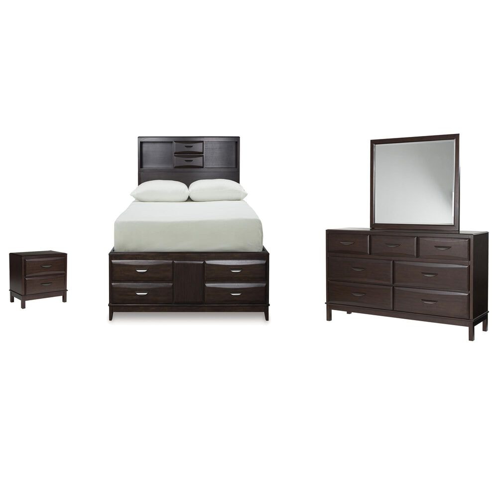 Ashley Vanmore 4-Piece Full Storage Bedroom Set in Dark Brown, , large