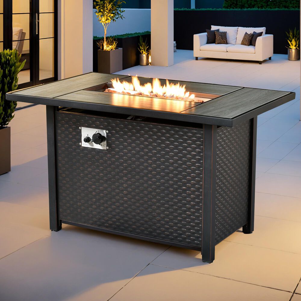 HOMLUX 42" Outdoor Propane Fire Pit Table in Black, , large