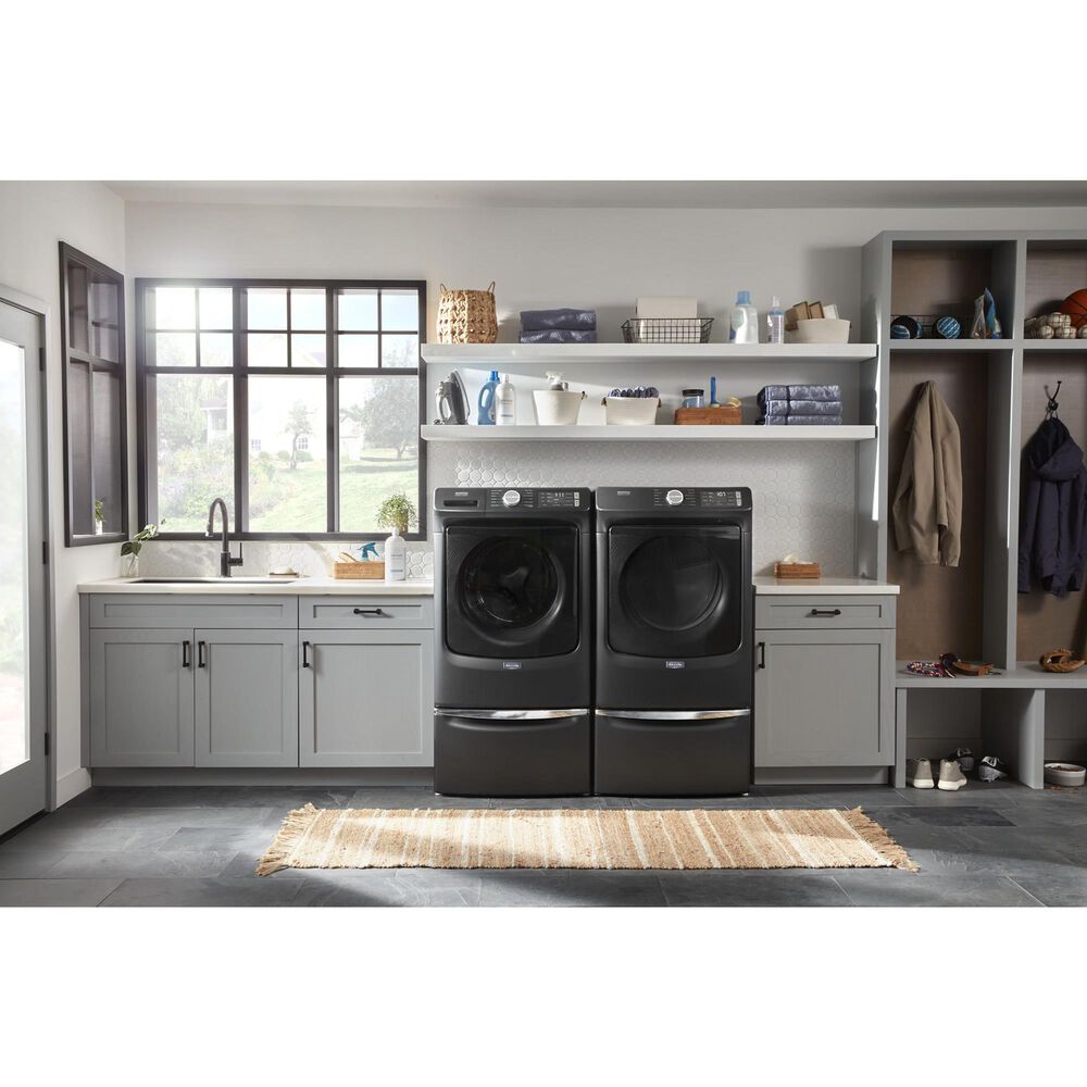 Maytag 7.3 Cu. Ft. Front Load Electric Dryer with Steam in Volcano Black, , large