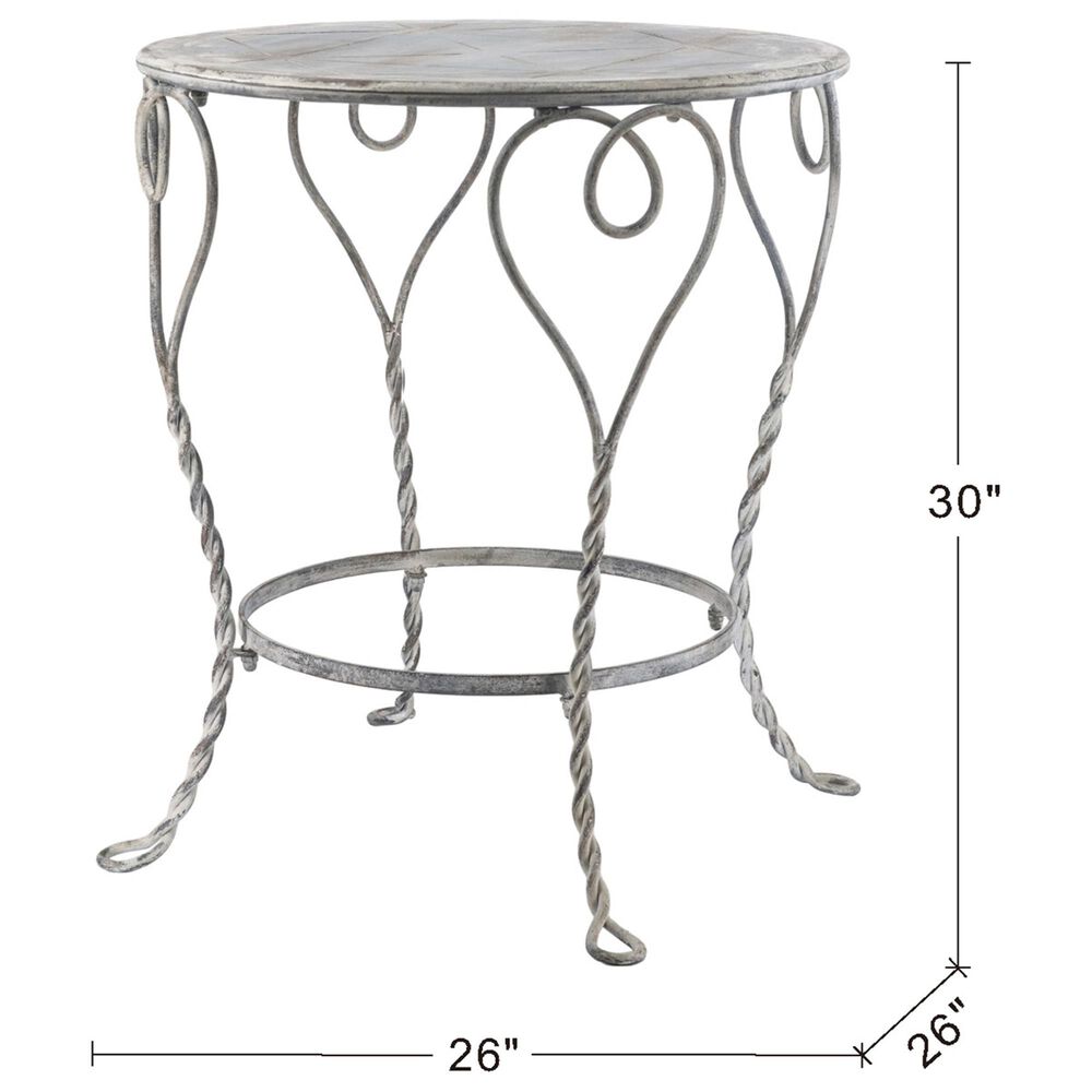 Hearth and Haven Outdoor Round Side Table with Heart Scroll Design in Gray, , large