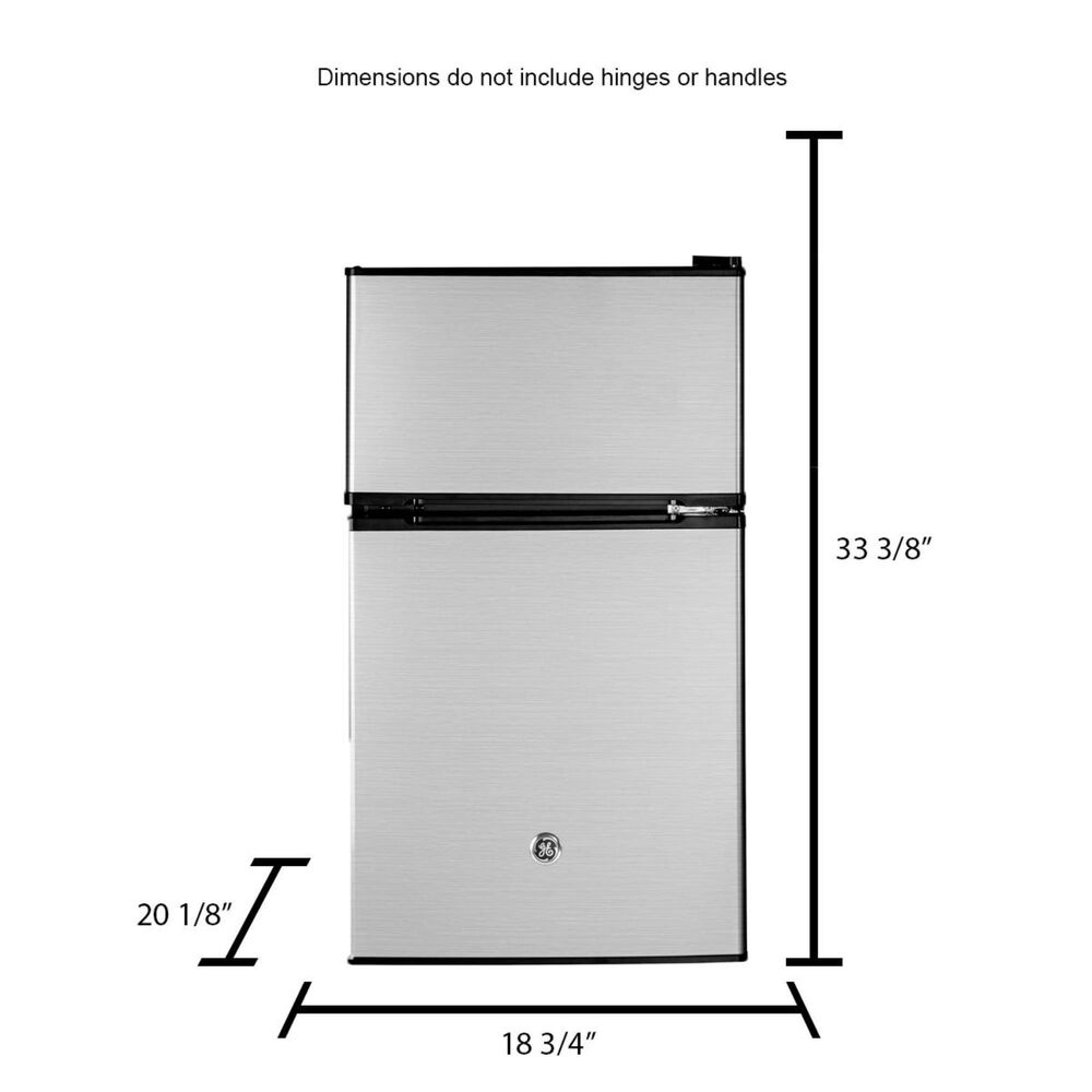 GE Appliances 3.1 Cubic Feet Double-Door Compact Refrigerator in Stainless Steel, , large