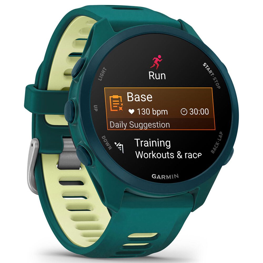 Garmin Forerunner 170 Music Smartwatch 42mm Teal Green Case with Teal Green and Citron Silicone Band, , large