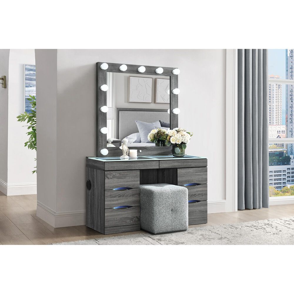 Modern Market Lexi Vanity Set with Stool in Grey, , large