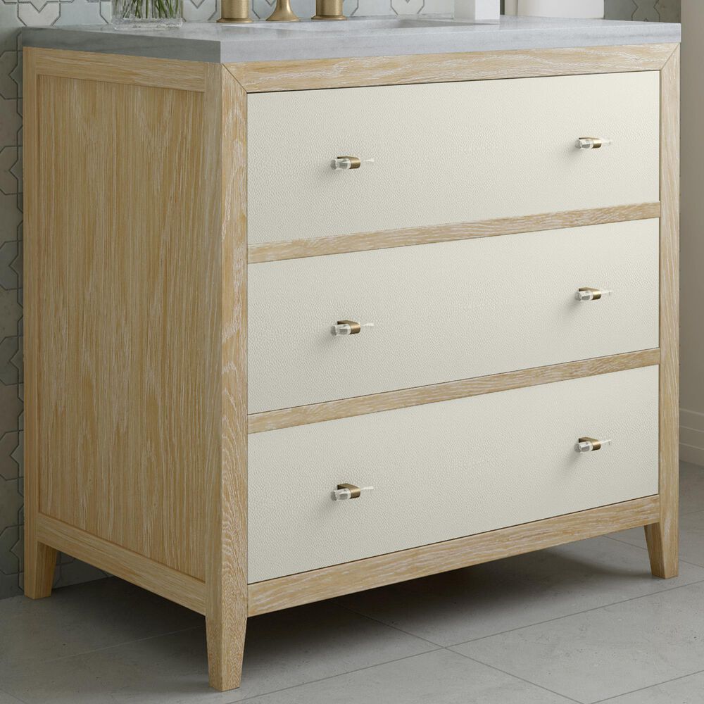 James Martin Vanities Celeste 36&quot; Single Vanity in Sun-washed Oak with Embossed Shagreen and with Single Hole 3 cm Arctic Fall Top &amp; Backsplash, , large