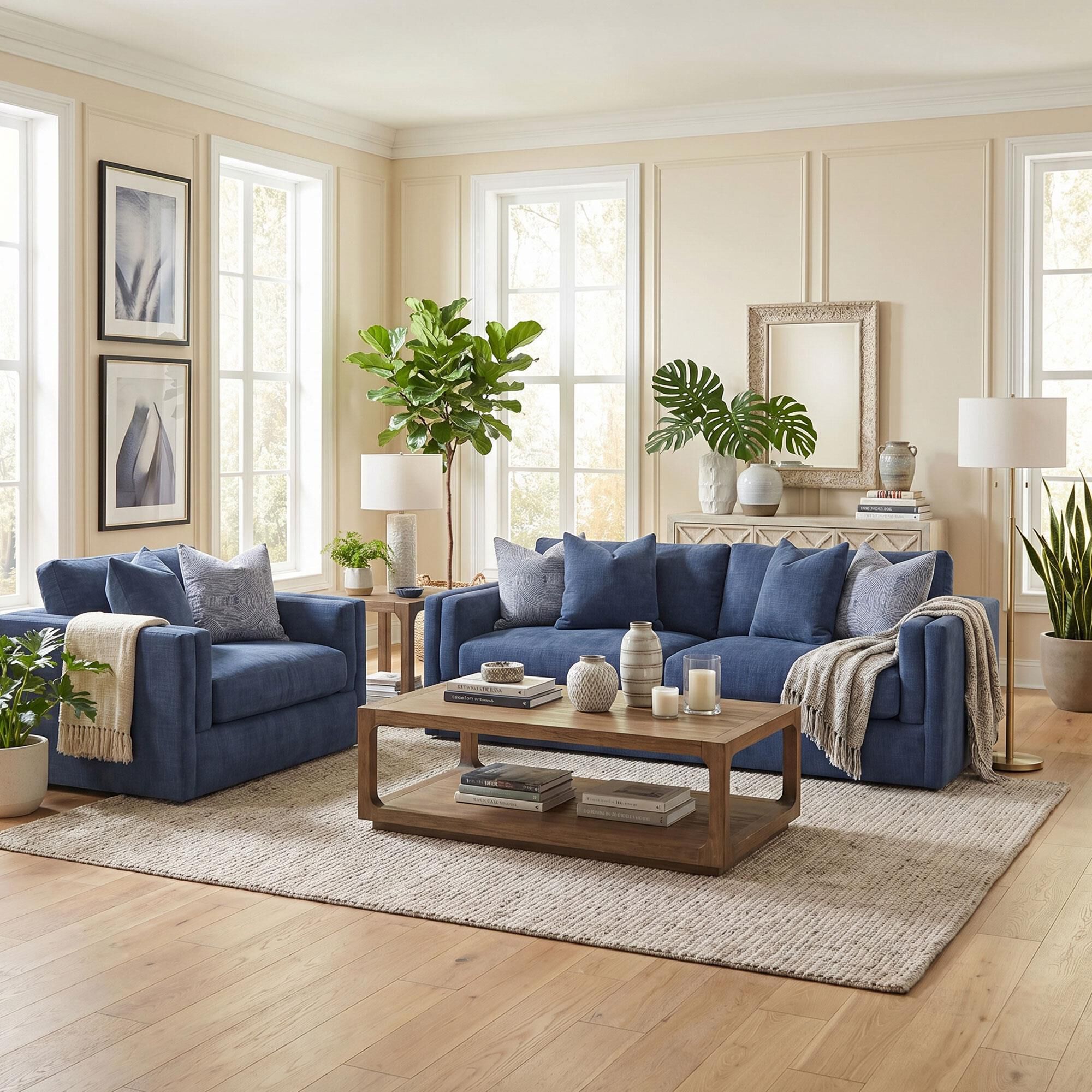 Creature Comforts Amici Stationary Sofa in Denim